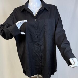 The Drop Black Button-Up Shirt Oversized Minimalist
